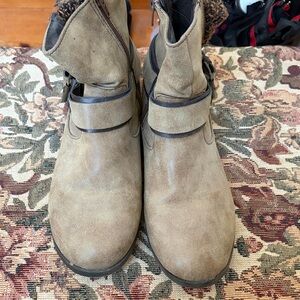 Pop Tan Ankle Boots with Buckle Detail